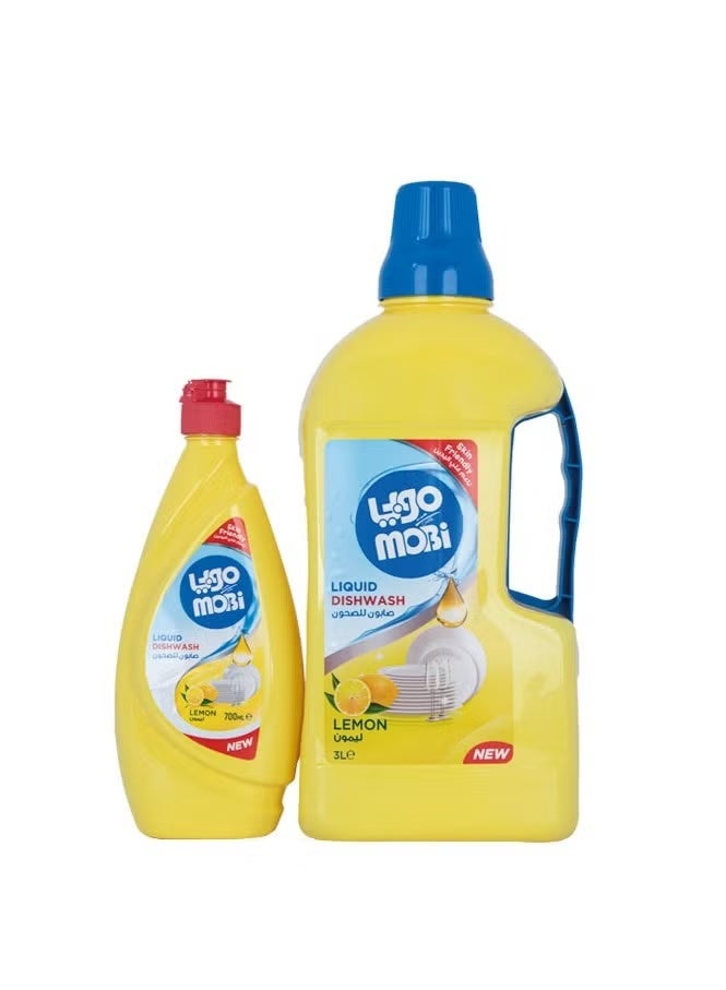 Liquid Dishwash Soap, Lemon Scent, 3L + 500ml